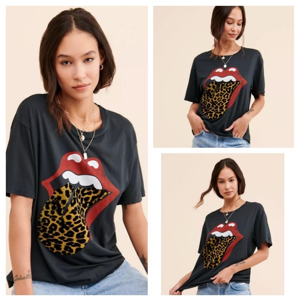 Leopard Tongue and Red Lips T-shirt NWOT